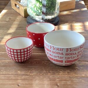 Red and White Mixing Bowl Set
